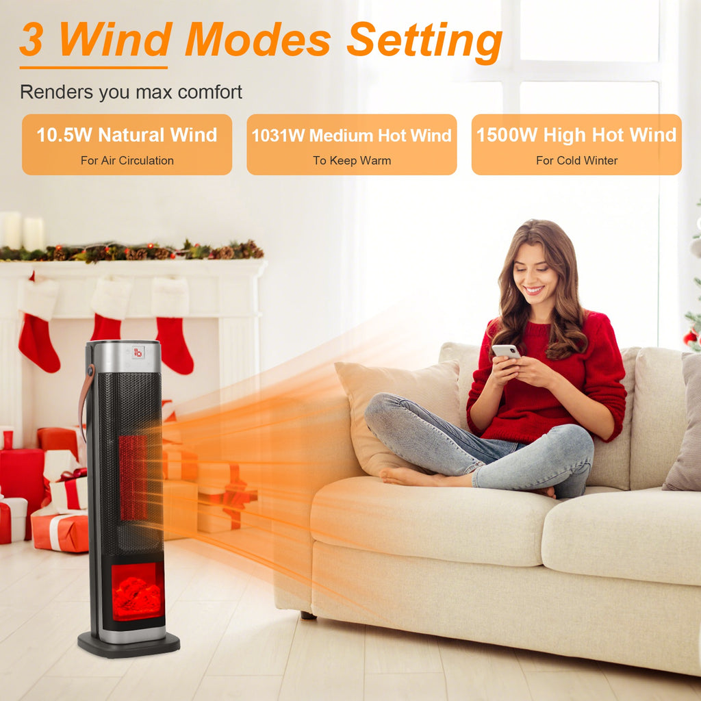 Stay Warm and Cozy with the 1500W Oscillating Ceramic Tower Heater - Nook & Nest