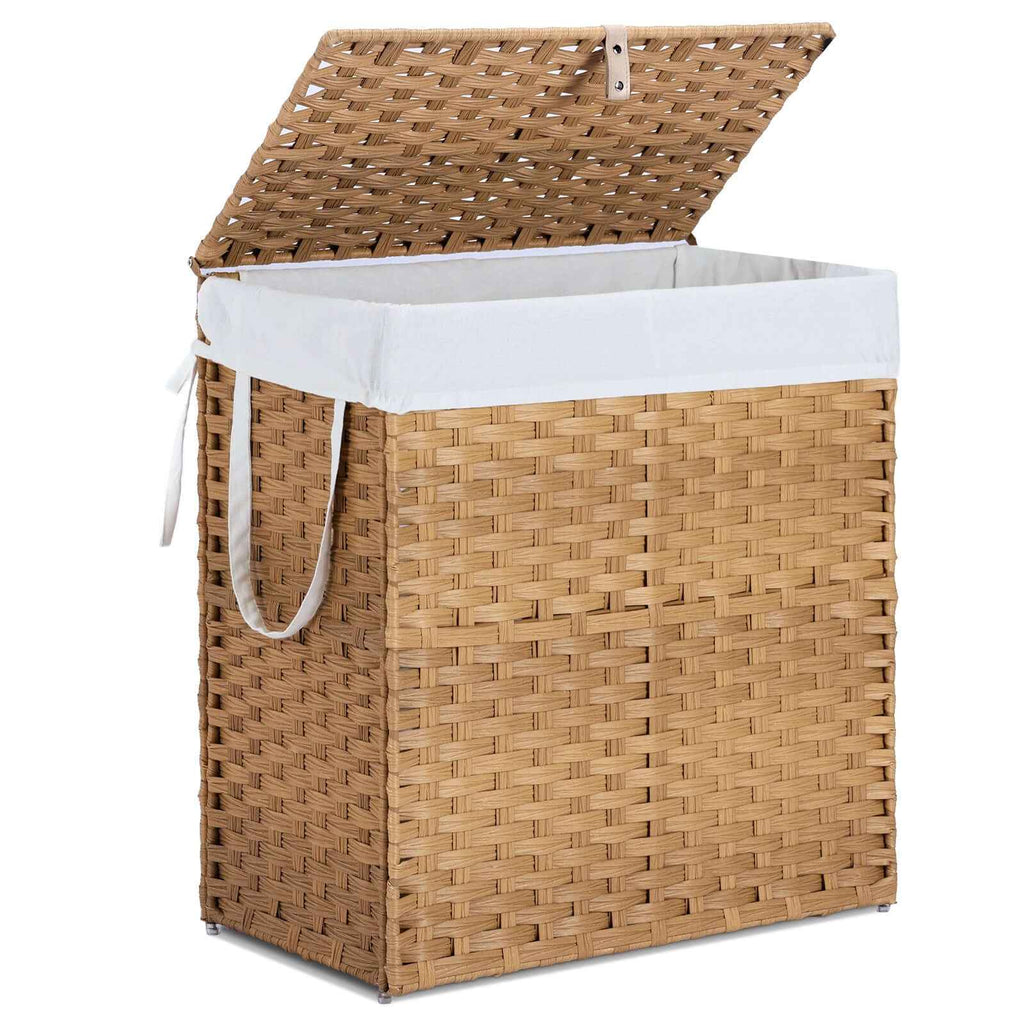 Stylish Woven Rattan Laundry Basket with Lid – 90L or 110L for Efficient Organization - Nook & Nest