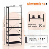 5-Tier Open Bookshelf – Display Storage, Black or Rust - Nook & Nest