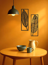 Iron Leaf Wall Art Set of 2 in Rustic Black - Nook & Nest
