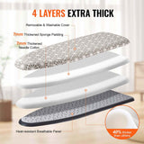 Adjustable Ironing Board – 51″×13″ Surface, 7 Height Settings, 4-Layer - Nook & Nest
