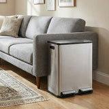 60 Liter Stainless Steel Trash Can, Dual Compartments - Nook & Nest