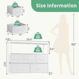 5-Drawer Dresser with Metal Frame – Fabric Drawers, Solid Wood Top, Be - Nook & Nest