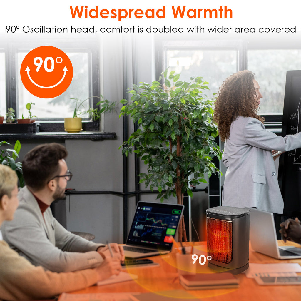 1500W Ceramic Space Heater with Remote and 90° Oscillation - Nook & Nest