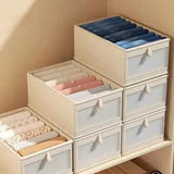 Foldable Clothes Storage Box – 3-Pack, Viewing Window, Stackable, Line - Nook & Nest