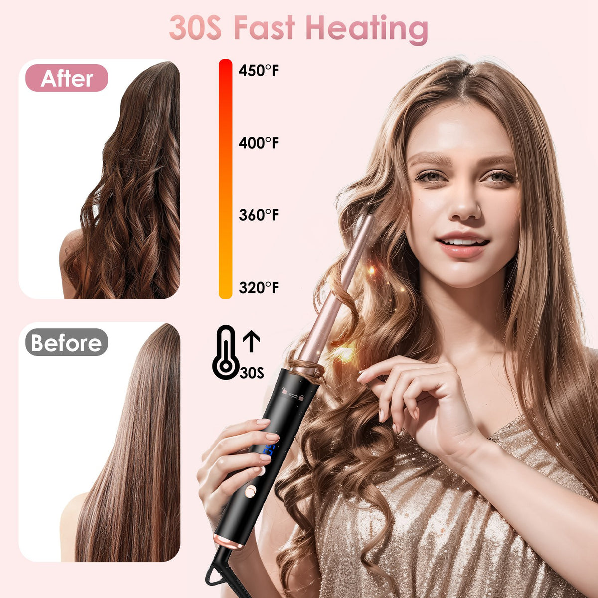 5-in-1 Curling Wand Set with 4 Barrels and Styling Brush - Nook & Nest