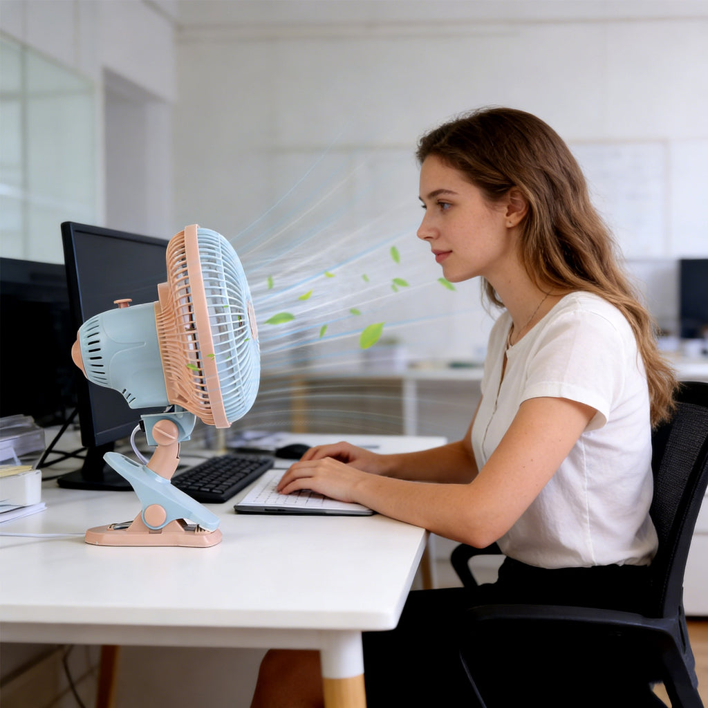8.66-Inch Clip-On Fan with 2 Speeds and Oscillation - Nook & Nest