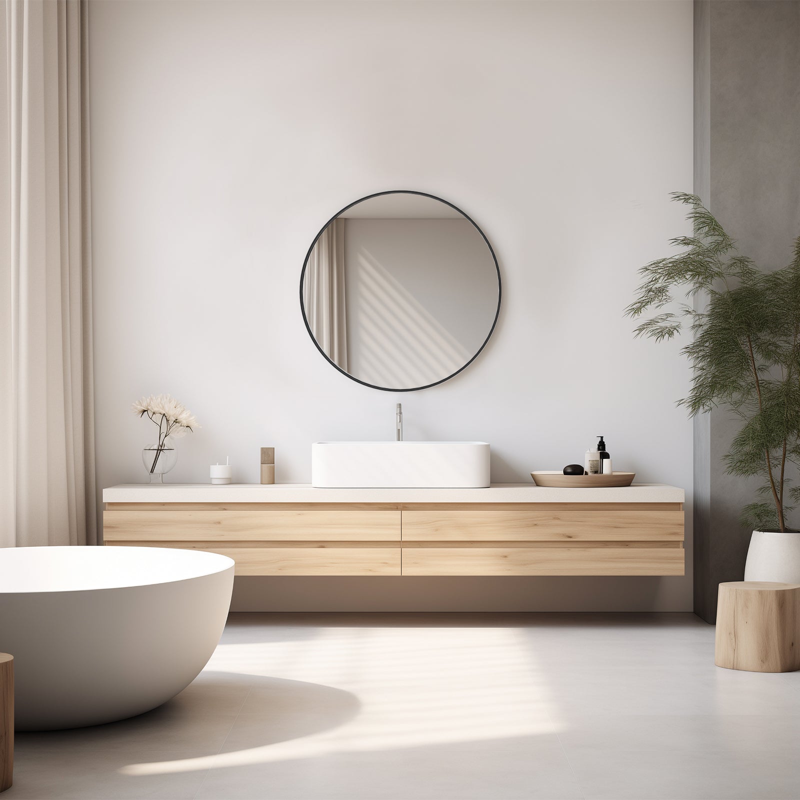 Black Circular Wall Mirror 20 Inches - Nook & Nest
