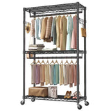 Adjustable Rolling Clothes Rack – Double Rail, 29.5 or 45 in - Nook & Nest