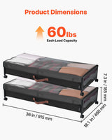 Under Bed Storage Bins with Clear Lid & Wheels – 2-Pack, 42L, 36" Wide - Nook & Nest