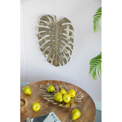 18.9x13.4x1.4 Gold Monstera Leaf Wall Decor - Nook & Nest