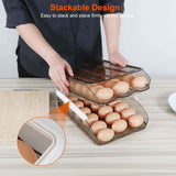 Stackable Egg Holder – Rolling 36-Egg Fridge Organizer with Lid, BPA-F - Nook & Nest