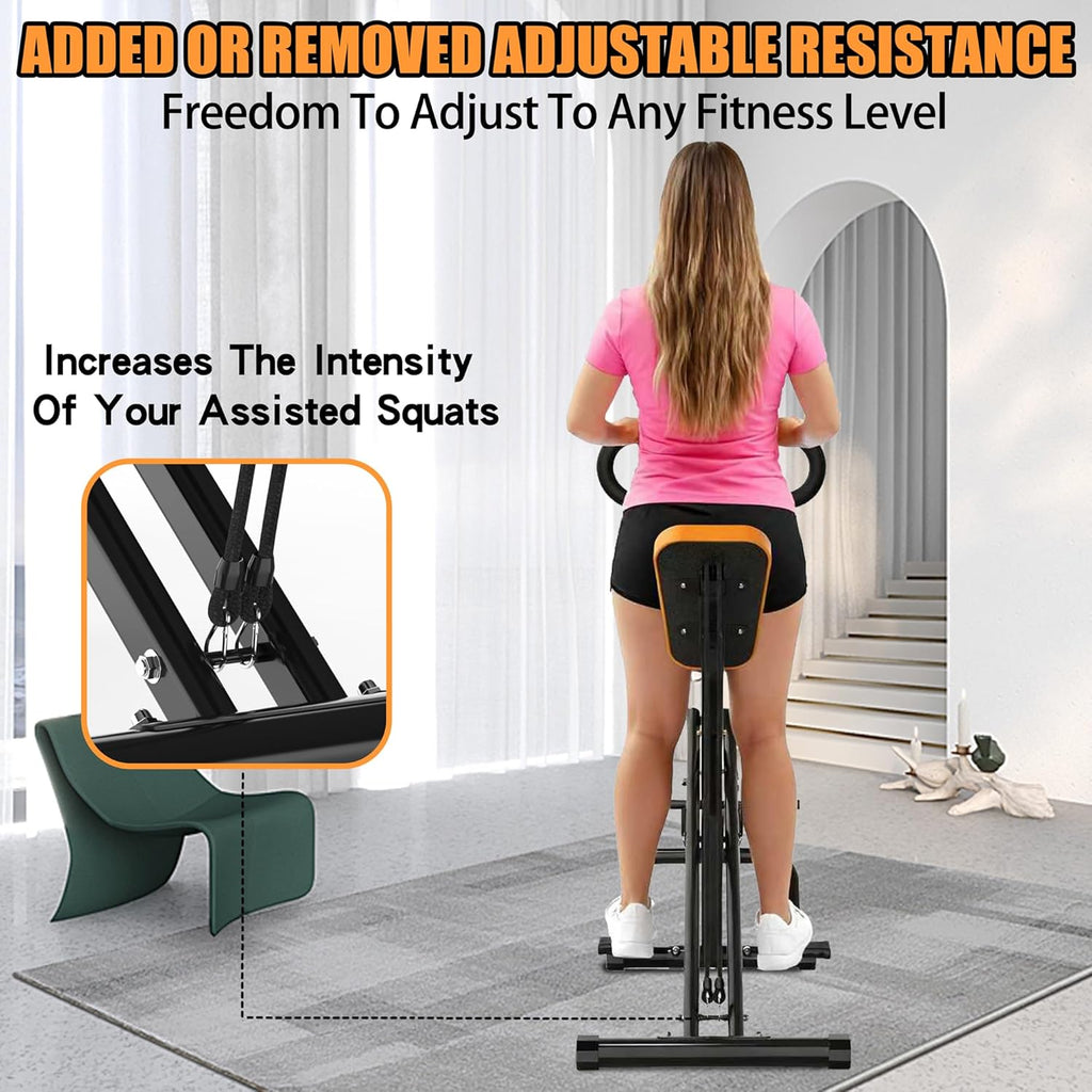 Squat Machine For Home, Assist Trainer For Glutes Workout Foldable With Resistance Bands, For Botty Glutes Butt Thighs, Ab Back Leg Press Hip Thrust For Home Gym Fitness-Black - Nook & Nest