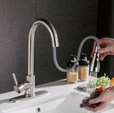 Brushed Stainless Steel Kitchen Faucet – Pull-Out Spray, Single Lever, Nook & Nest