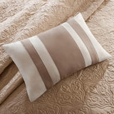 7 Piece Quilt Set With Euro Shams And Throw Pillows Beige FullQueen - Nook & Nest