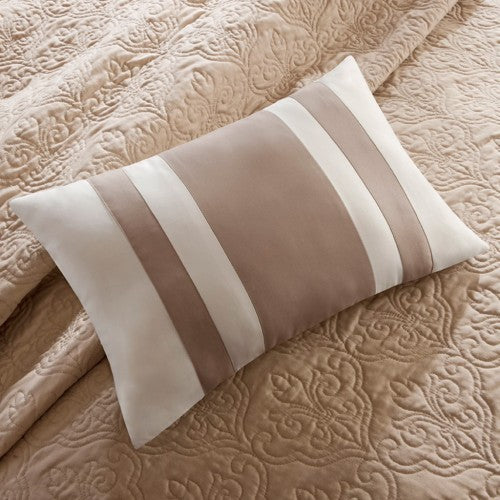 7 Piece Quilt Set With Euro Shams And Throw Pillows Beige FullQueen - Nook & Nest