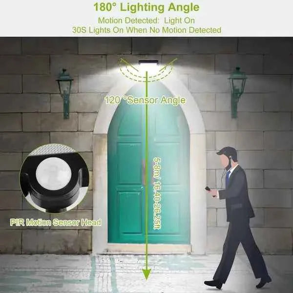 Enhance Your Outdoors with the Motion Sensor Solar Wall Light - 100 LED IP65 Waterproof - Nook & Nest