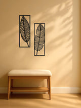 Iron Leaf Wall Art Set of 2 in Rustic Black - Nook & Nest