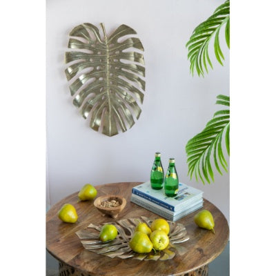 18.9x13.4x1.4 Gold Monstera Leaf Wall Decor - Nook & Nest