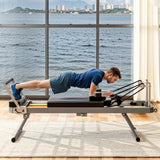 Extra Large Pilates Reformer - Multi-functional Home Fitness Equipment, 395lbs Capacity, With Dynamic Resistance Cords And Aerobic Rebounder, Improves Posture, Builds Strength, Reduces Stress, Black - Nook & Nest