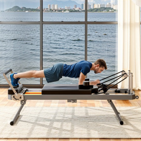 Extra Large Pilates Reformer - Multi-functional Home Fitness Equipment, 395lbs Capacity, With Dynamic Resistance Cords And Aerobic Rebounder, Improves Posture, Builds Strength, Reduces Stress, Black - Nook & Nest