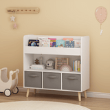Kids Toy Organizer with Bins – 3 Removable Fabric Bins, Open Shelving, Nook & Nest