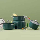 Ceramic Coated Cookware Set – 4 Pieces with Lids, Steamer, Induction C - Nook & Nest
