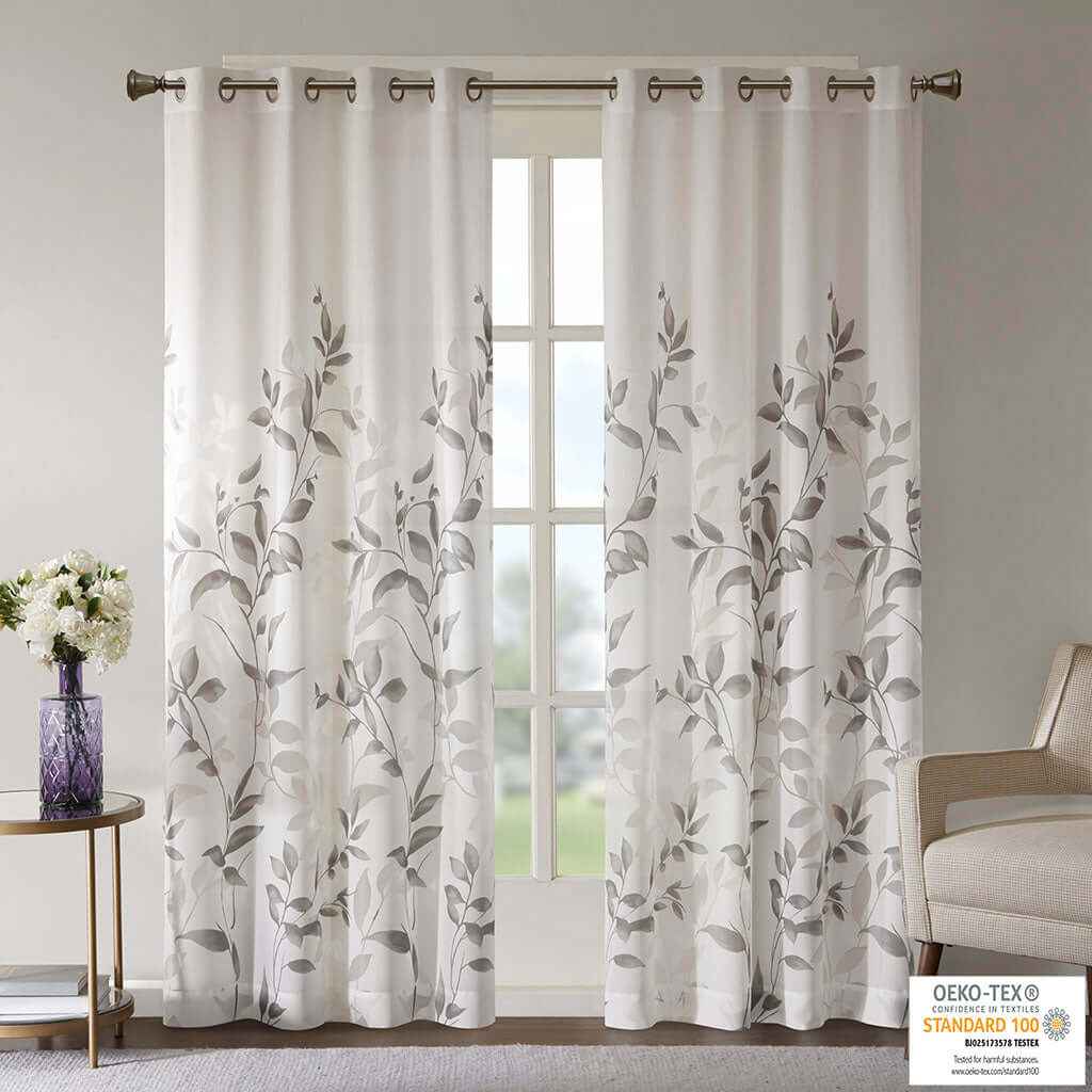 Transform Your Space with the Grey Burnout Sheer Curtain Panel – 50" x 84" - Nook & Nest