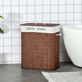 Collapsible Bamboo Laundry Hamper with Lid – 2-Section, 26.4 Gal, Remo - Nook & Nest
