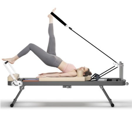 Foldable Pilates Reformer Machine For Home Gym Workout, Foldable Pilates Equipment With High Strength Alloy Springs For Beginners, Up To 330lbs - Nook & Nest