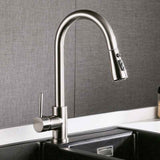 Brushed Stainless Steel Kitchen Faucet – Pull-Out Spray, Single Lever, Nook & Nest