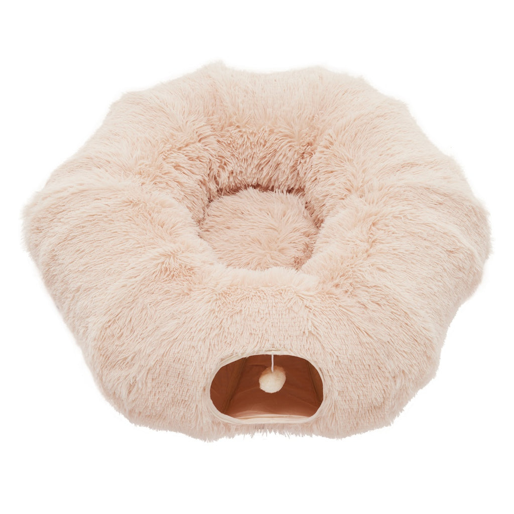 Cat Tunnel Bed For Indoor, Soft Plush Peekaboo Cat Cave Donut Tunnel, For Cats Kittens, Rabbit - Nook & Nest