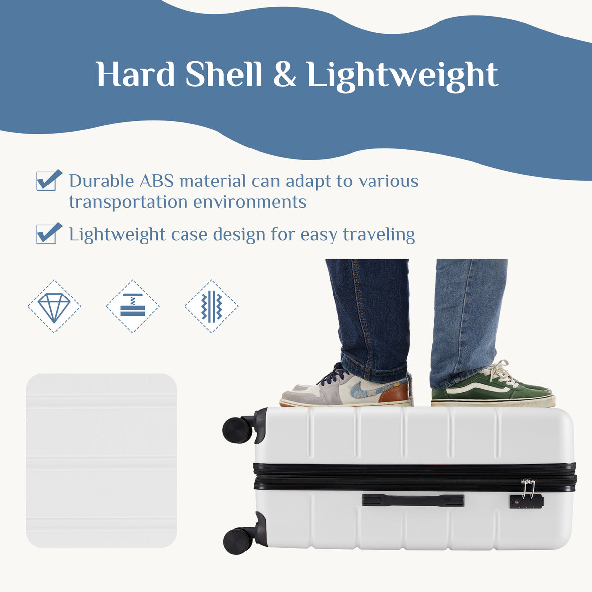 Hard Shell Luggage, 3 PCS Set, Large Capacity Interior - Nook & Nest
