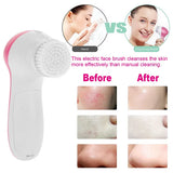 Pink Facial Cleansing Brush with 5 Heads and 360° Rotation - Nook & Nest