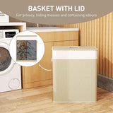 Double Bamboo Laundry Hamper with Lid – 2×13.2 Gal Sections, Removable - Nook & Nest