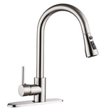 Brushed Stainless Steel Kitchen Faucet – Pull-Out Spray, Single Lever, Nook & Nest
