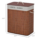 Collapsible Bamboo Laundry Hamper with Lid – 2-Section, 26.4 Gal, Remo - Nook & Nest