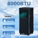 Black 8, 000 BTU Portable Air Conditioner, 3-in-1 - Nook & Nest