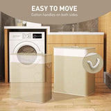 Double Bamboo Laundry Hamper with Lid – 2×13.2 Gal Sections, Removable - Nook & Nest