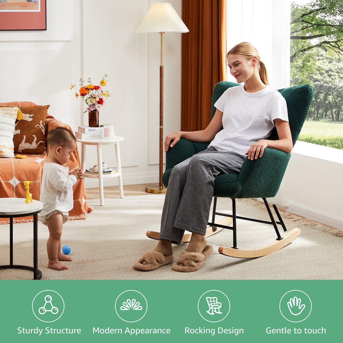 Teddy Fabric Gliding Rocking Chair - Nook & Nest