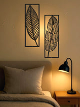 Iron Leaf Wall Art Set of 2 in Rustic Black - Nook & Nest