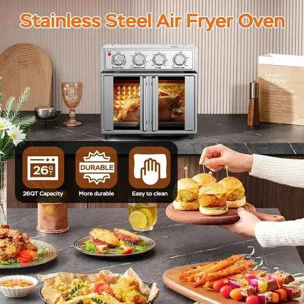 Transform Your Cooking with the Air Fryer Toaster Oven Combo - 26L Convection French Door - Nook & Nest