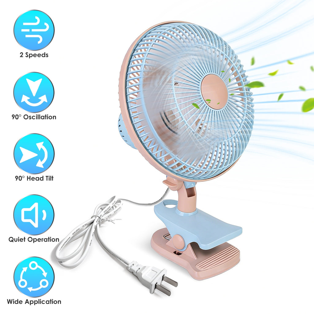 8.66-Inch Clip-On Fan with 2 Speeds and Oscillation - Nook & Nest