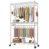 Adjustable Rolling Clothes Rack – Double Rail, 29.5 or 45 in - Nook & Nest