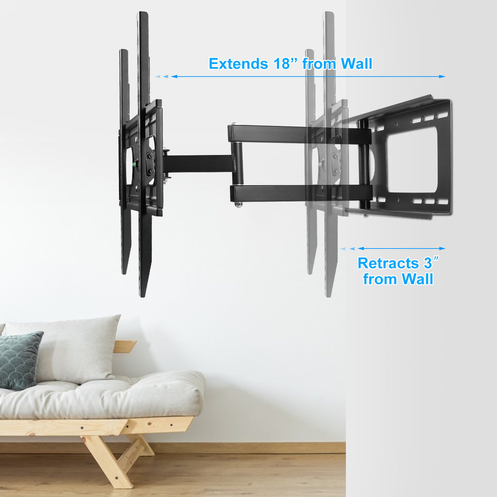 1Pc Full Motion TV Wall Mount Swivel Tilt TV Wall Rack Support 37in To 70in TV Wall Mount Max VESA Up To 600x400mm Holds Up To 99LBS - Nook & Nest