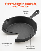3-Piece Pre-Seasoned Cast Iron Skillet Set, 6/8/10 Inch - Nook & Nest
