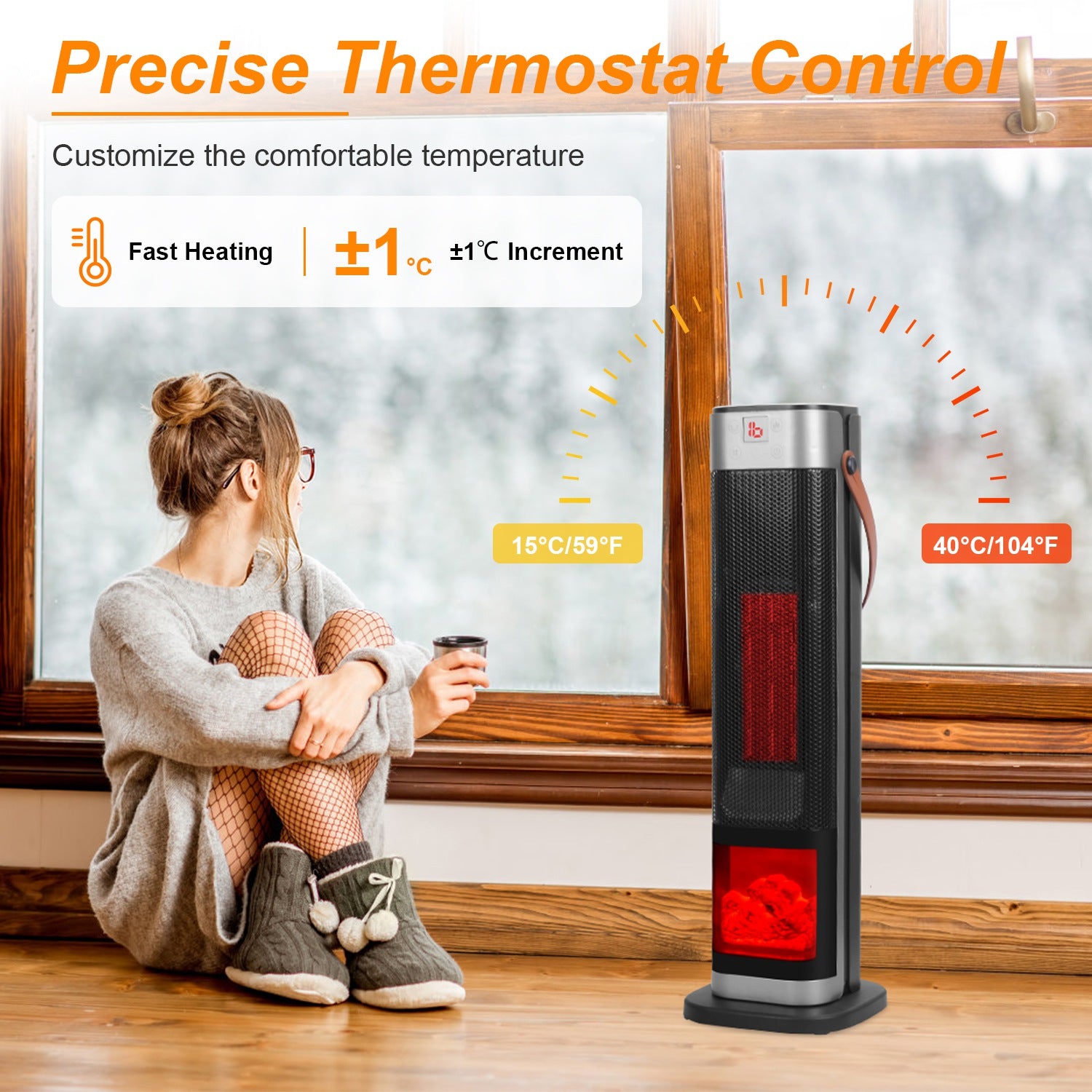 Stay Warm and Cozy with the 1500W Oscillating Ceramic Tower Heater - Nook & Nest