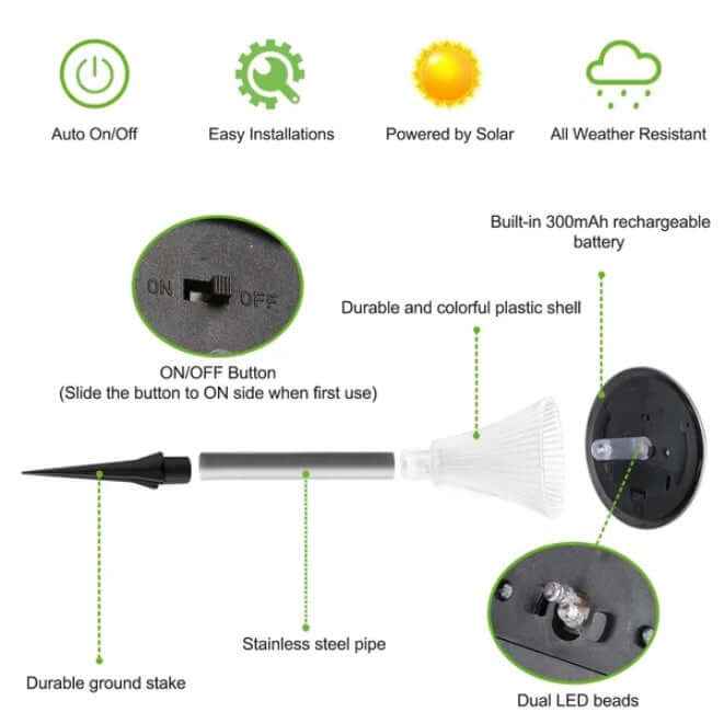 Transform Your Outdoor Space with Solar Garden Lights 4 Pack - Auto On/Off Convenience - Nook & Nest