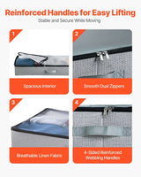 Under Bed Storage Bags – 2-Pack, 45L Each, Clear PVC Lid, Linen, Dual - Nook & Nest