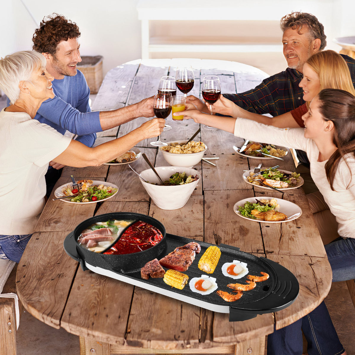 2200W Electric Hot Pot with Grill - Nook & Nest